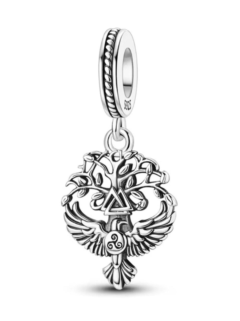Viking Tree of Life Raven Dangle Charm